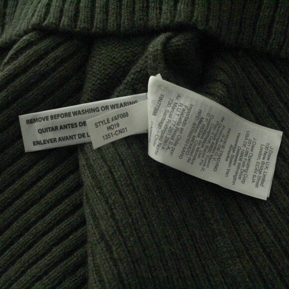 J. Crew Wool Blend Ruffle Trim Mock Neck Heather Frosted Olive Sweater M NWT - Picture 5 of 6